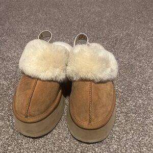 UGG Tan and Cream Shearling Slippers